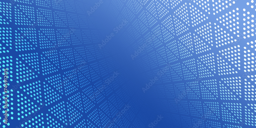 Poster blue technology digital display board, abstract particles extending forward background