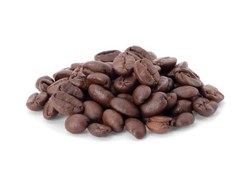 Roasted coffee beans on desk studio shot, Healthy products by organic natural ingredients concept, PNG transparency with shadow