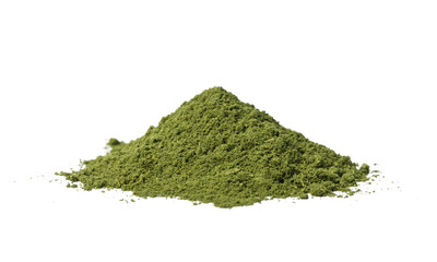 Matcha green tea powder pile on the desk, Organic product from the nature for healthy with...