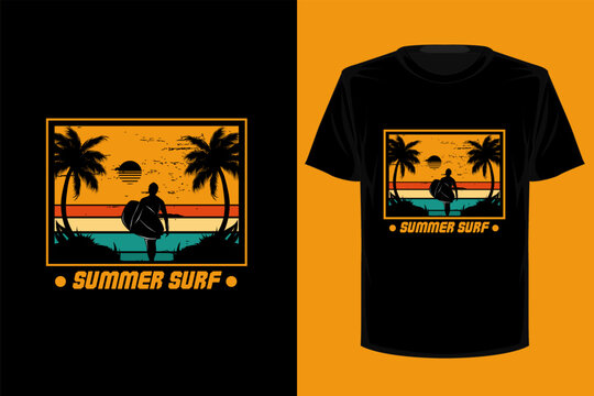 Summer Surf Retro Vintage T Shirt Design