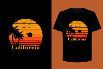 California Beach Retro Vintage T Shirt Design