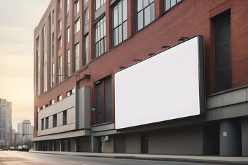 Billboard blank on building. Billboard mockup template. Promotion template