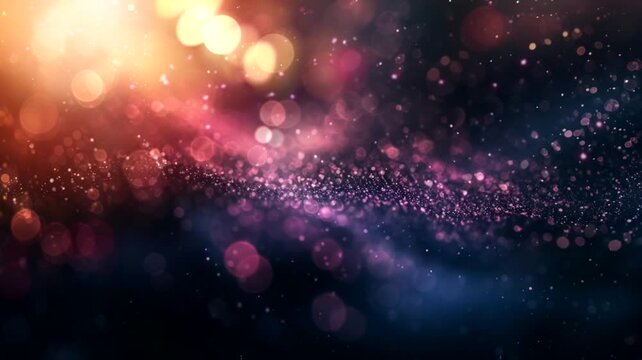 Glowing purple particles illustration scene, animated virtual repeating seamless 4k