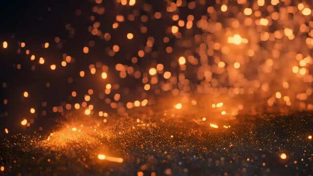Bokeh footage with gold particles spreading everywhere