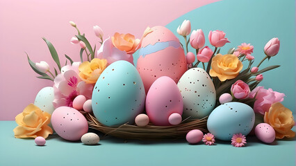 a bunch of colorful eggs for Easter background