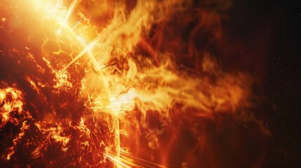 Fototapeta na wymiar Solar Cataclysm Fierce Coronal Explosion on the Sun's Surface Background
