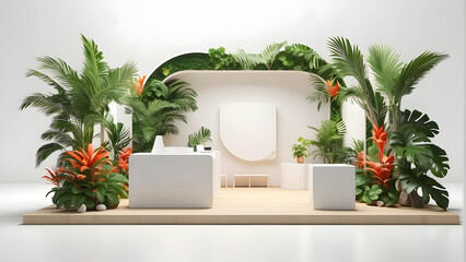3d rendering of environment exhibition booth on white background