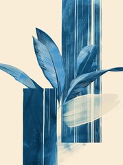 Plant in Blue Vase Painting. Printable Wall Art.