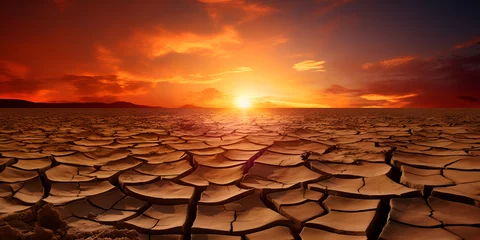 Poster cracked earth in the desert scenic view natural beauty drought climatic landscape background © Laiba