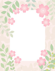 Obraz na płótnie Canvas 春らしい色の桜のイラストのベクターフレーム素材