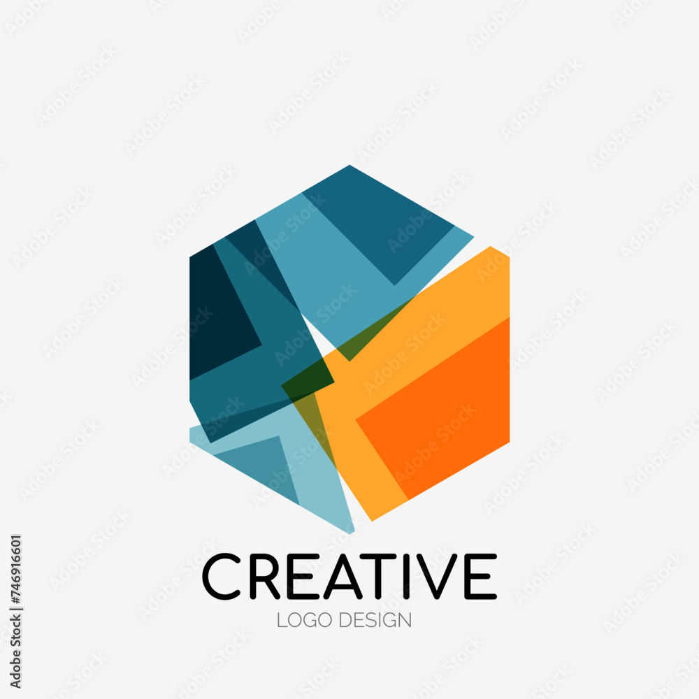 Poster Modern abstract logo design. Geometric vector art. Clean overlapping lines and abstract shapes. Perfect for modern brand