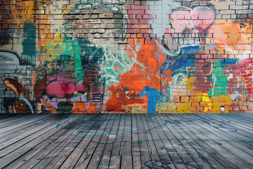 Fototapeta premium Graffiti-Kunst: Bemalte Wand für Mockups und Hintergründe