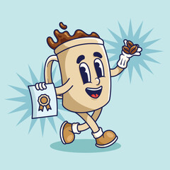 Retro Mascot Character Illustration of Certified Coffee Shop