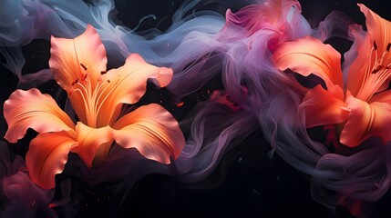Abstract Smoke and Flowers Digital Artwork