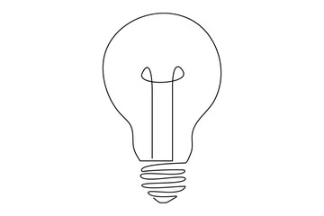 Light bulb isolated on white light bulb one line outline vector art illustration