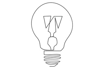 Light bulb isolated on white light bulb one line outline vector art illustration