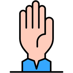 Hand Raised Icon. Volunteer Available to Help Pictogram Graphic Illustration. Isolated Simple Filled Line Icon For Infographic, App and Web Button.