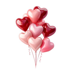 Bunch of Pink and Red Heart Balloons