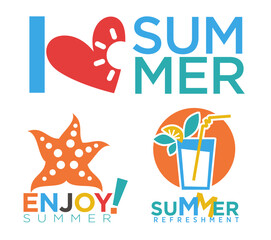 Summer enjoy refreshment, stickers or banners