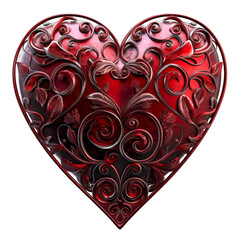 Red Heart Shape Object on White Background