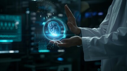 Medicine doctors hold icon health and electronic medical records on the interface. Digital healthcare and network connection on hologram virtual screen, insurance. medical technology 