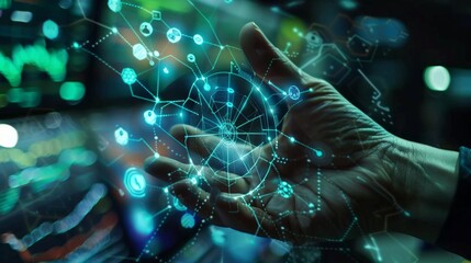 Medicine doctors hold icon health and electronic medical records on the interface. Digital healthcare and network connection on hologram virtual screen, insurance. medical technology 