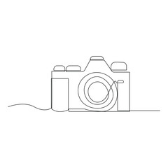 Continuous one line drawing hd photo camera outline vector illustration