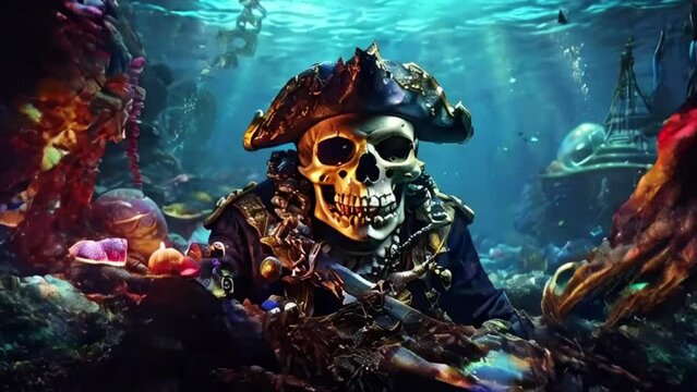 skull a pirate treasure under the sea