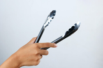 Female Hand Hold Stainless Tongs