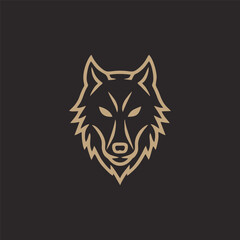 Luxury wolf head logo template mascot symbolabstract for Vector Vintage Design Element