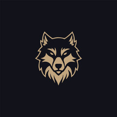 Fototapeta premium Luxury wolf head logo template mascot symbolabstract for Vector Vintage Design Element
