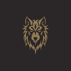 Obraz premium Luxury wolf head logo template mascot symbolabstract for Vector Vintage Design Element