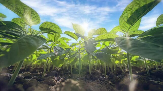 Good varieties of beans to grow include peanuts, mung beans, and green beans. Seamless looping time lapse animation video background by AI.
