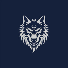 Luxury wolf head logo template mascot symbolabstract for Vector Vintage Design Element