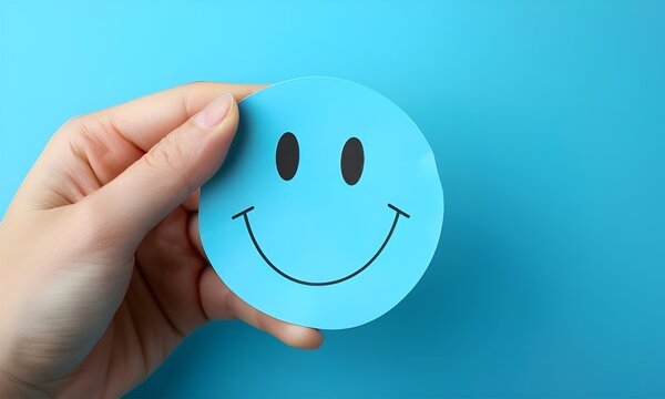 Mind, Mental Health Concept. Varieties of Mood and Emotion Inside Out. paper cut happy smiley face.
