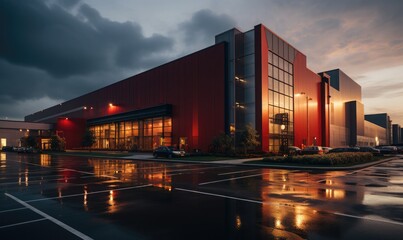 industrial center and logistics building - obrazy, fototapety, plakaty