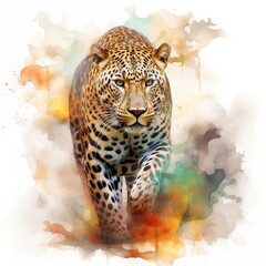 Colorful painting leopard