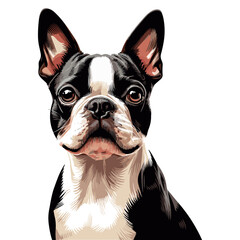 Cute Boston Terrier dog Vector Cartoon illustration