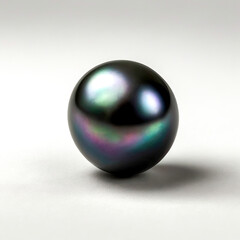 One black pearl isolated on white background