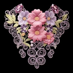 illustration of collar lace necktie collar flower receive flowers co, Generative ai