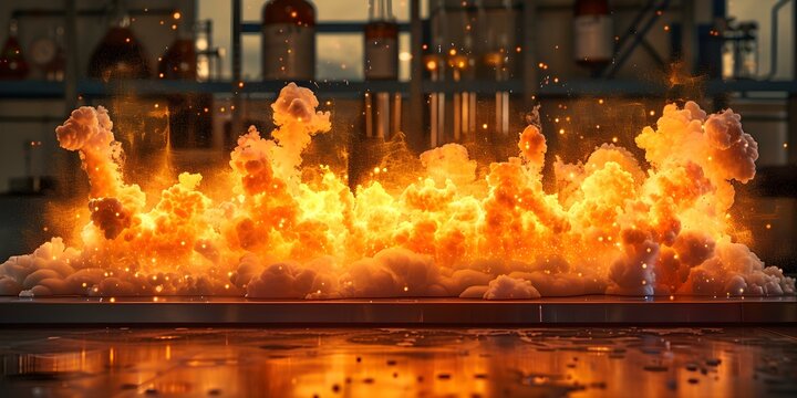 AIpowered chemistry experiment creates fiery display in scientific laboratory setting. Concept Chemistry Experiment, Fiery Display, Scientific Laboratory, AI-Powered, Dynamic Reactions