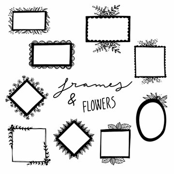 Hand Drawn Frames Flowers Collection