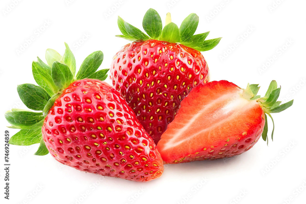 Wall mural strawberries isolated on white background - Wall murals
