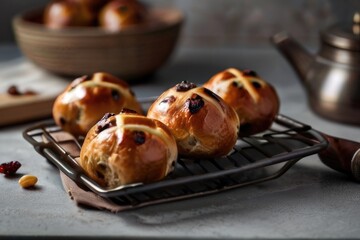 British Hot cross buns with raisins