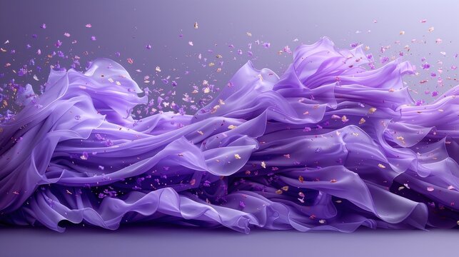 A purple dress floats in the air. with petals and flowers floating around This idea smells good. from fabric softener