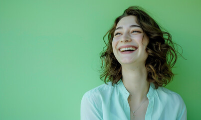 Fototapeta premium Women, young, youth, happiness, smile, satisfaction, laughter, self-actualization, desire,