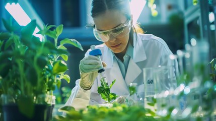Scientist working in hydroponic greenhouse farm, clean food and food science concept