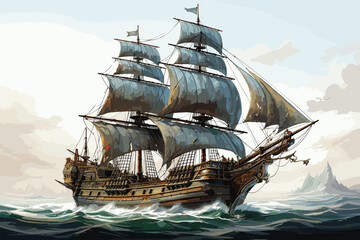 3D rendering of a sailing boat