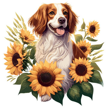 Cute Brittany Spaniel dog Vector Cartoon illustration