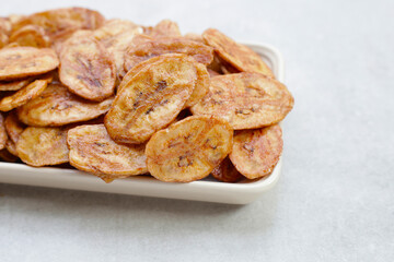 Crispy banana chips. Fruit snack